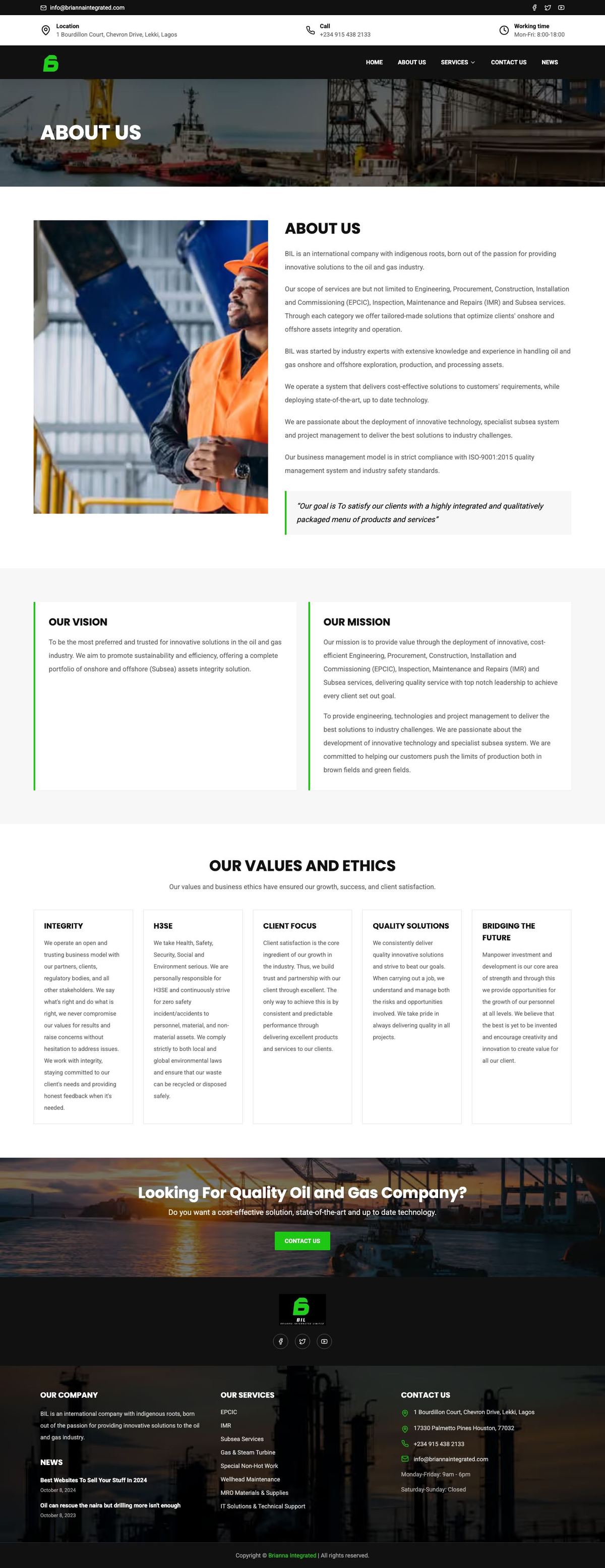 Brianna Integrated About Us page