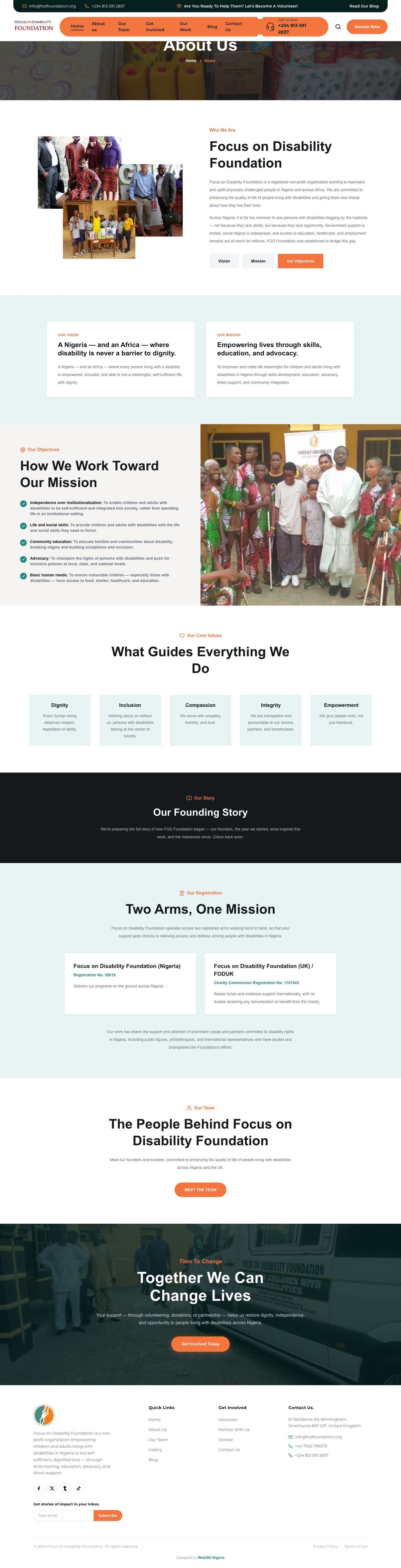 Focus on Disability Foundation About Us page