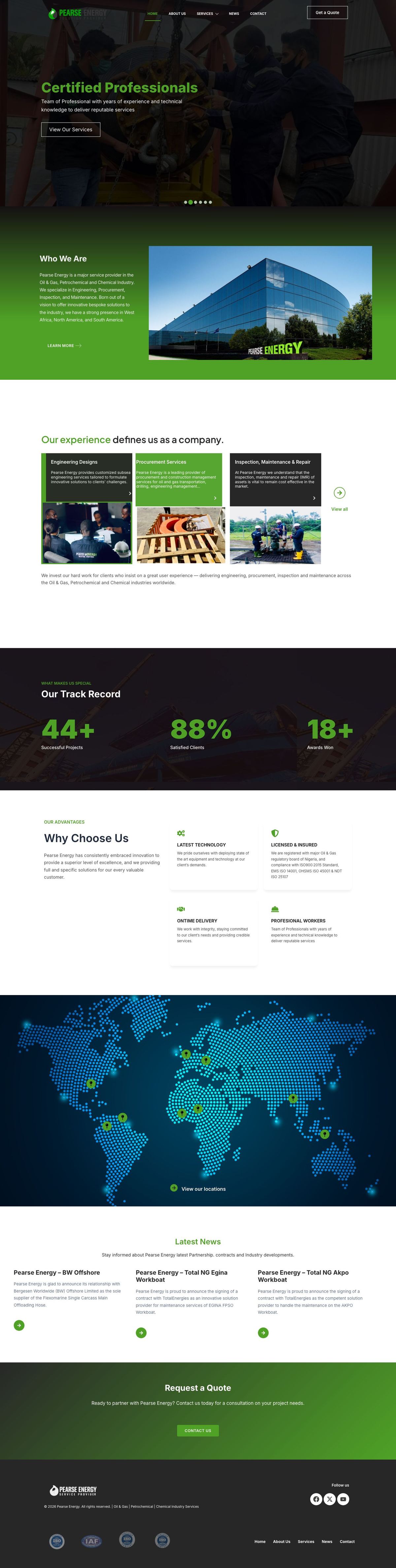 Pearse Energy full homepage