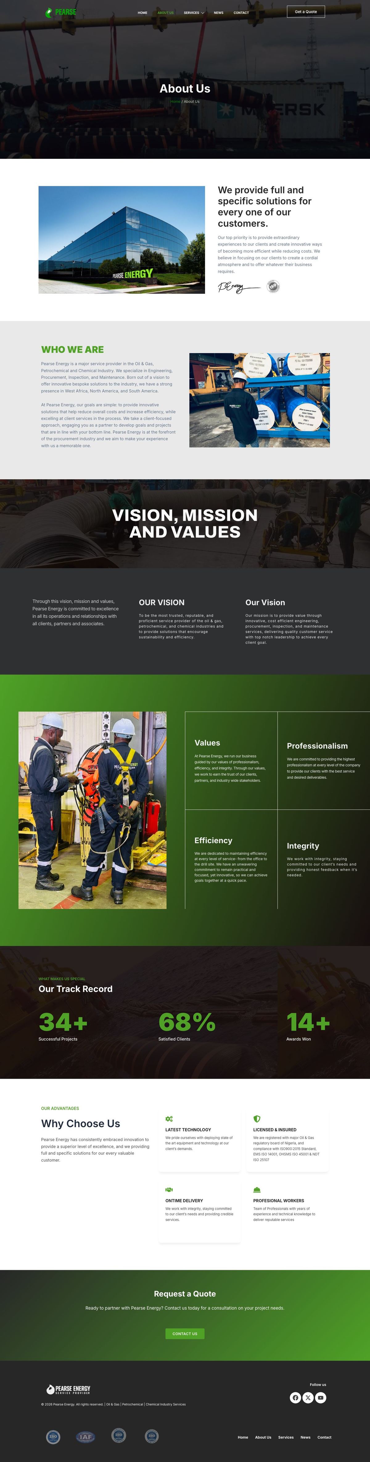 Pearse Energy About Us page