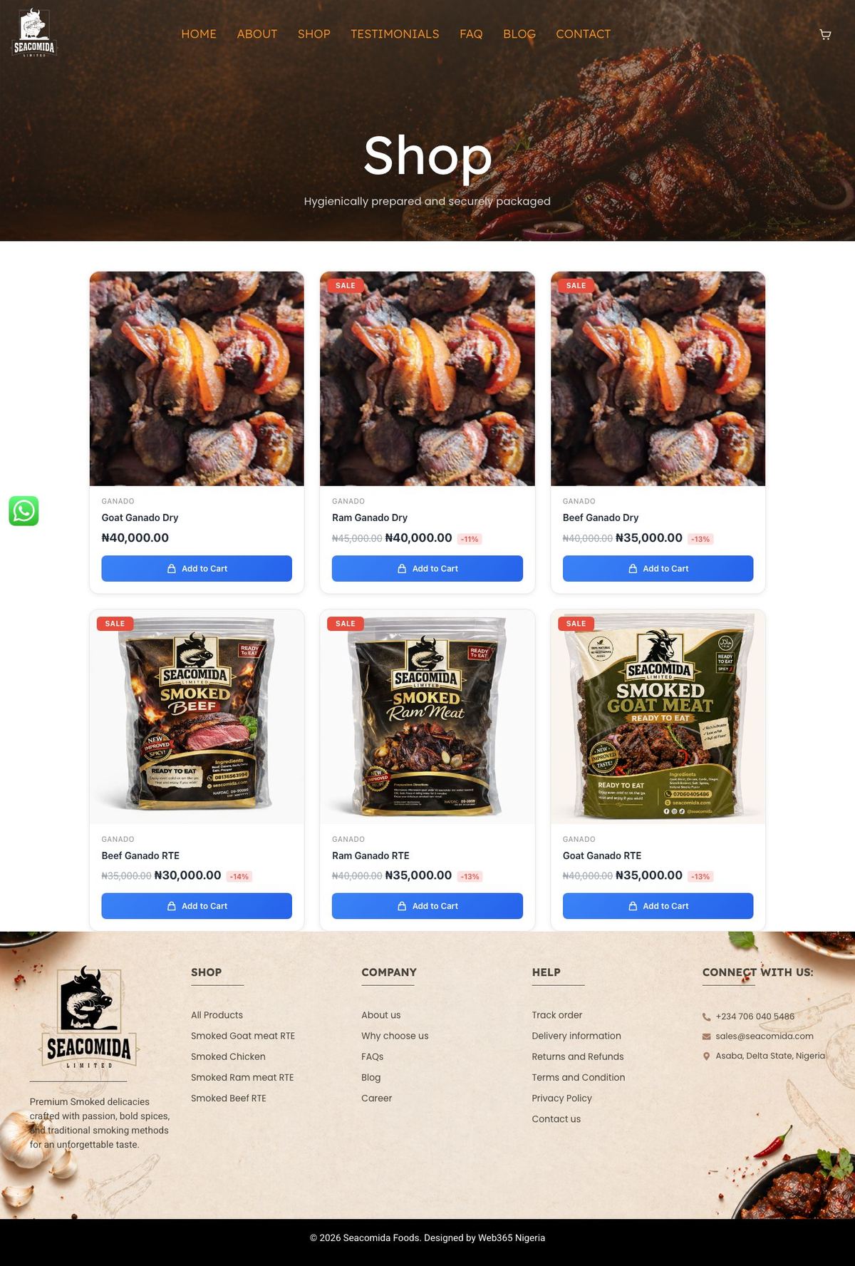 Seacomida Shop page