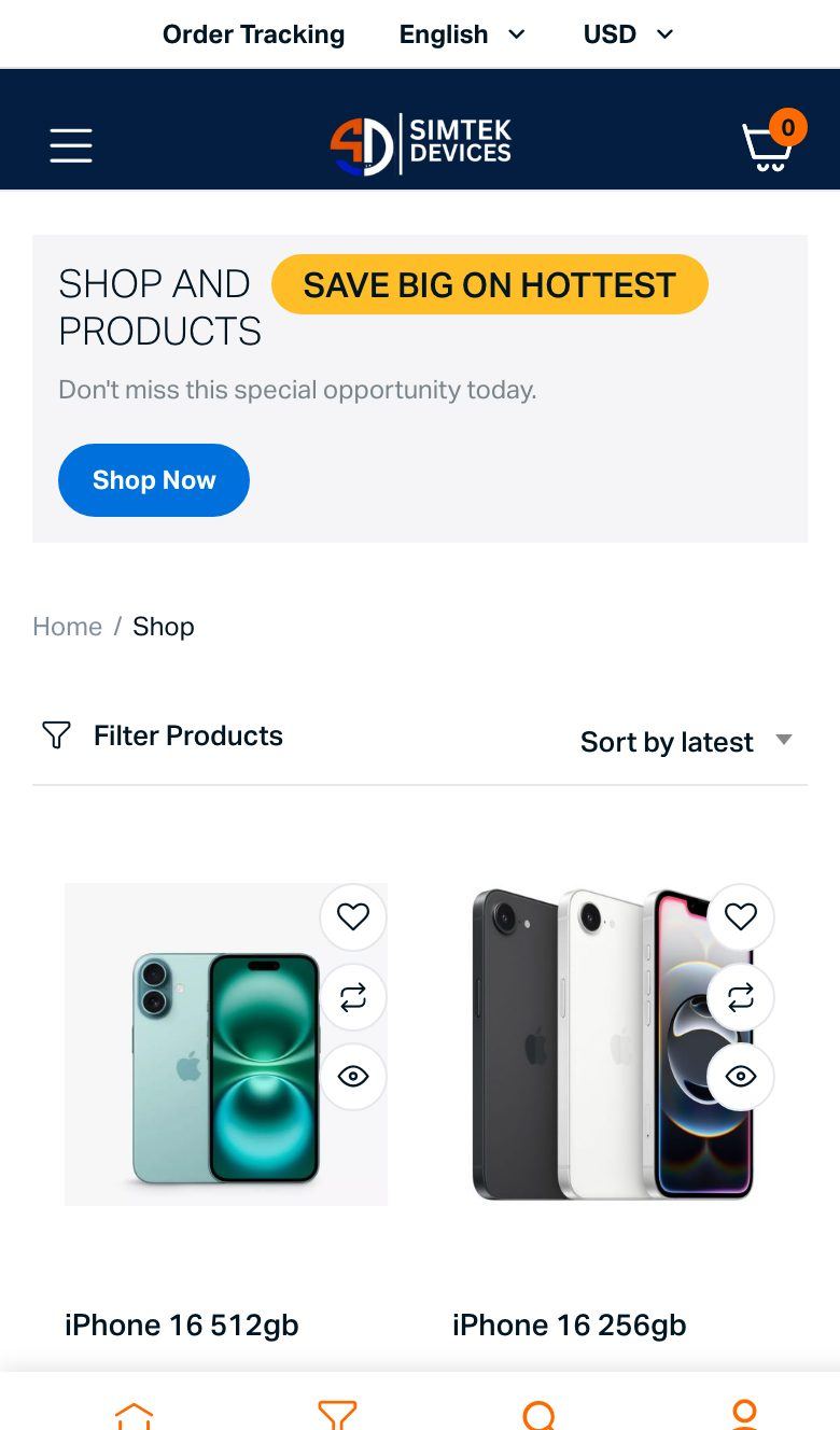 Simtek Devices mobile view 2